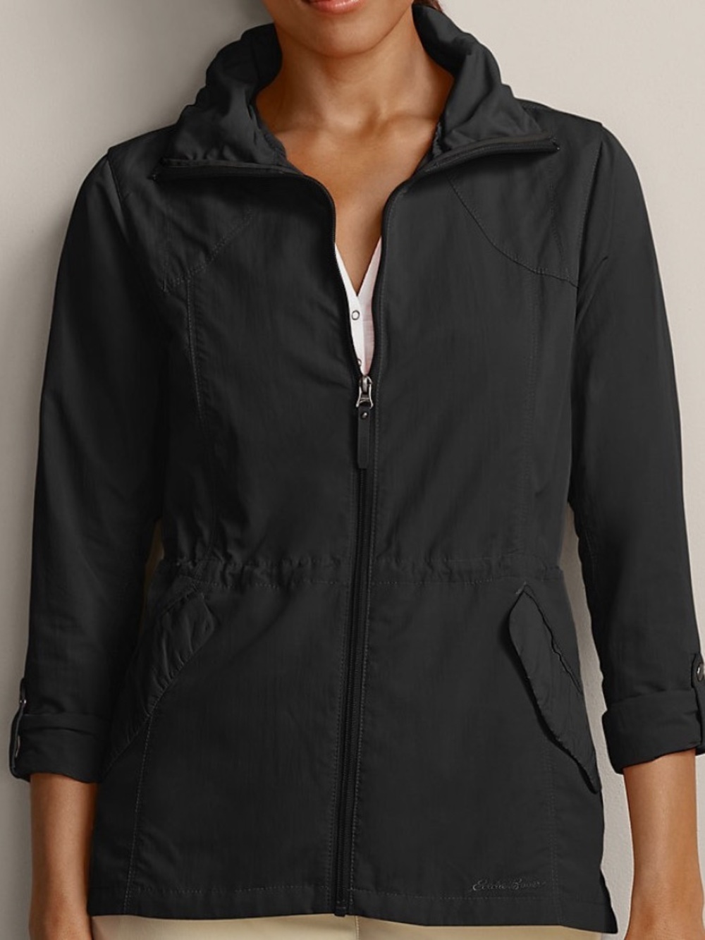 Eddie Bauer Black Zip-Front Utility Jacket